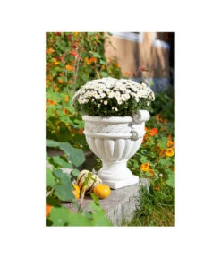 Fantasieco Stein-Vase Baden, Weiß, Ca. Ø45/H42 Cm -Gartenbedarfs Geschäft 2388742 WE MO 002 VaseMarmorWeiss46cm