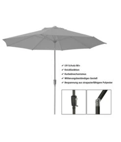 Dehner Schirm Milos, Rund, Ca. Ø294 Cm -Gartenbedarfs Geschäft 2408086 WE FS 003 DehnerSchirmMilos