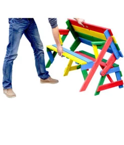 Habau Kinder Picknickbank Bunt, 100 X 50 X 62 Cm -Gartenbedarfs Geschäft 4031100 WE FS 004 KinderPicknickbank