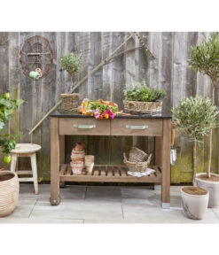 Dehner Premium Holz-Pflanztisch Windsor, Ca. B110/H84/T55 Cm -Gartenbedarfs Geschäft 4054797 WE MO 002 DehnerPflanztischWindsor