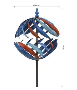 Dehner Metall-Riesen-Windrad Globe, Ca. H186 Cm, Blau-rot -Gartenbedarfs Geschäft 4210654 WE BG 001 DehnerRiesenwindradGlobeGartenstabWindradGartendekoDekostab