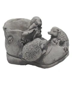 Fantasieco Stein-Schuh Mit Igelfamilie, Ca. B15/H16/T22 Cm