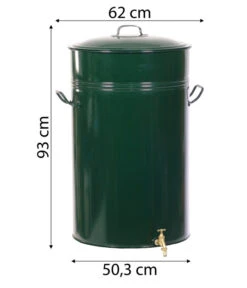 RENNER Metall-Regentonne Inkl. Steckanschluss, 150 L, Dunkelgrün -Gartenbedarfs Geschäft 6609481 WE BG 001 RegenwasserSammeltonnemitSteckanschlussca150l