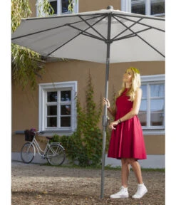 Dehner Schirm Milos, Rund, Ca. Ø294 Cm -Gartenbedarfs Geschäft 6702864 WE MO 001 SchirmMilosHellgrauNeu