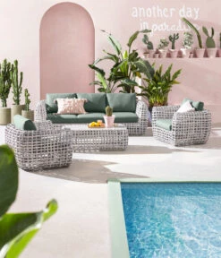 Dehner Flechtlounge Bali, 4-teilig -Gartenbedarfs Geschäft 6705305 WE MO 001 LoungeBaliNEU