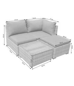 Dehner Balkonset Como, 4-teilig -Gartenbedarfs Geschäft 6894166 WE DE 001 BalkonSetComoSkizze